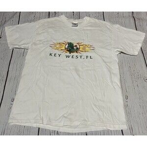 Vintage Key West Florida 90s Hanes T Shirt Lighthouse Graphic White Size Large L